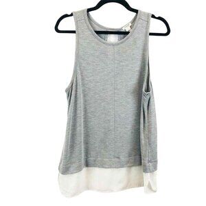 J. Crew Sleeveless‎ Top Womens Large Gray Lightweight Silky Hem Peek a Boo Back
